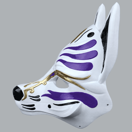 Space Armory Kitsune Fox Mask - White / Royal Purple Masks