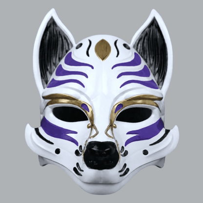 Space Armory Kitsune Fox Mask - White / Royal Purple Masks