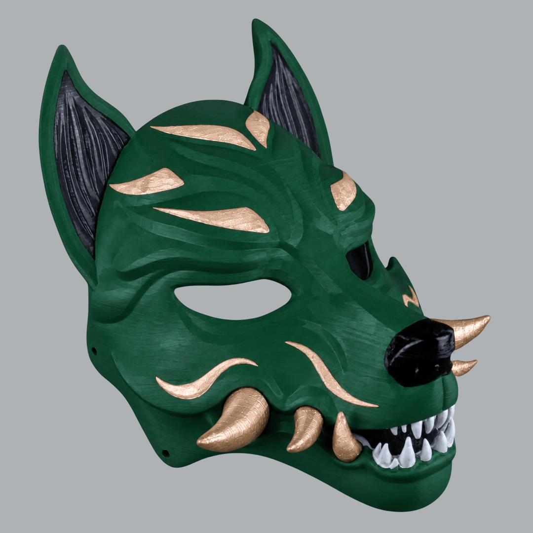 Space Armory Kitsune Fox Mask With Fangs - Celtic / Champagner Masks