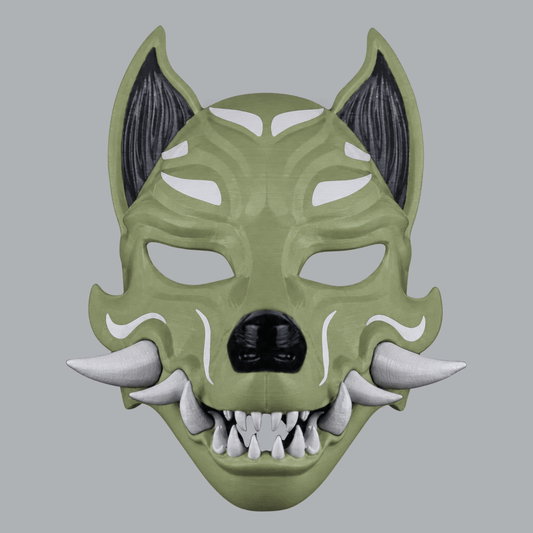 Space Armory Kitsune Fox Mask With Fangs - Reseda / Jaws Masks