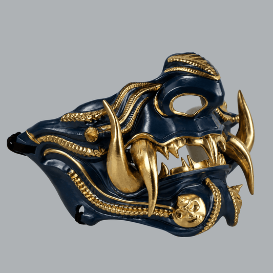 Space Armory Samurai Oni Demon Mask - Navy / Gold Masks