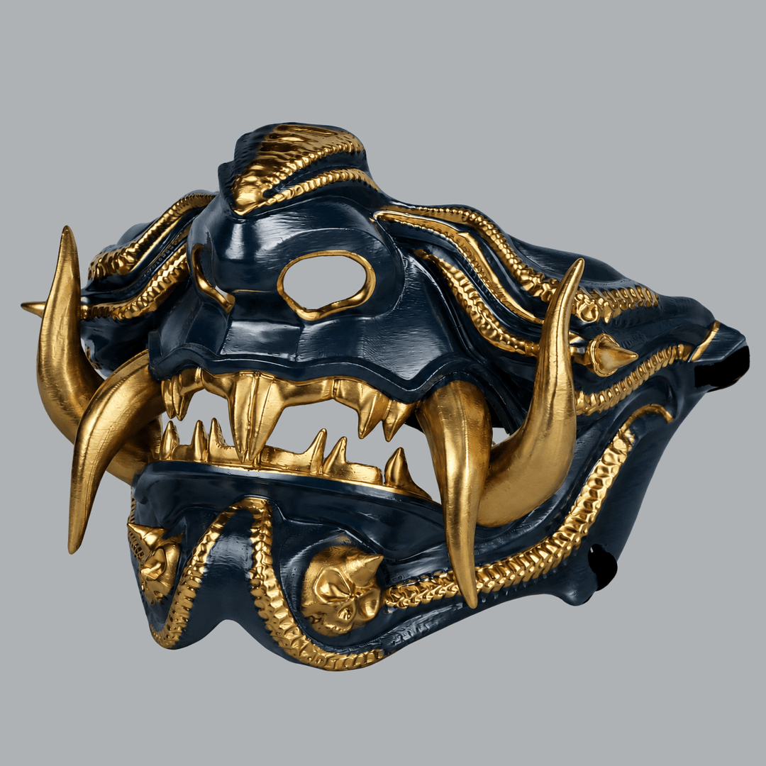 Space Armory Samurai Oni Demon Mask - Navy / Gold Masks