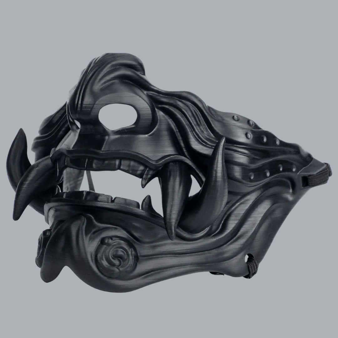 Space Armory Samurai Oni Mask - Full Matte Black Masks