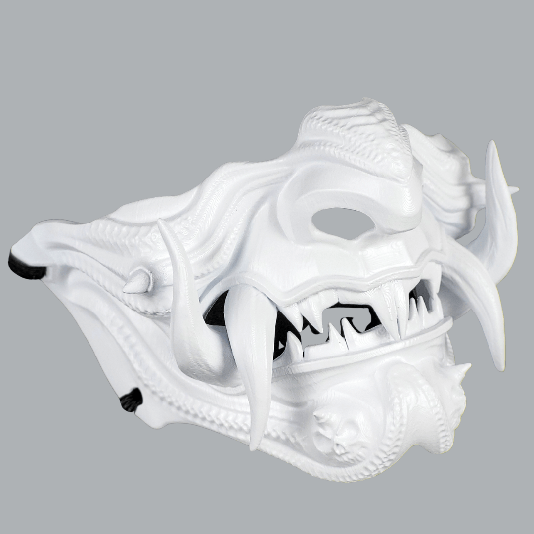 Space Armory Samurai Oni Mask - Full Matte White Masks