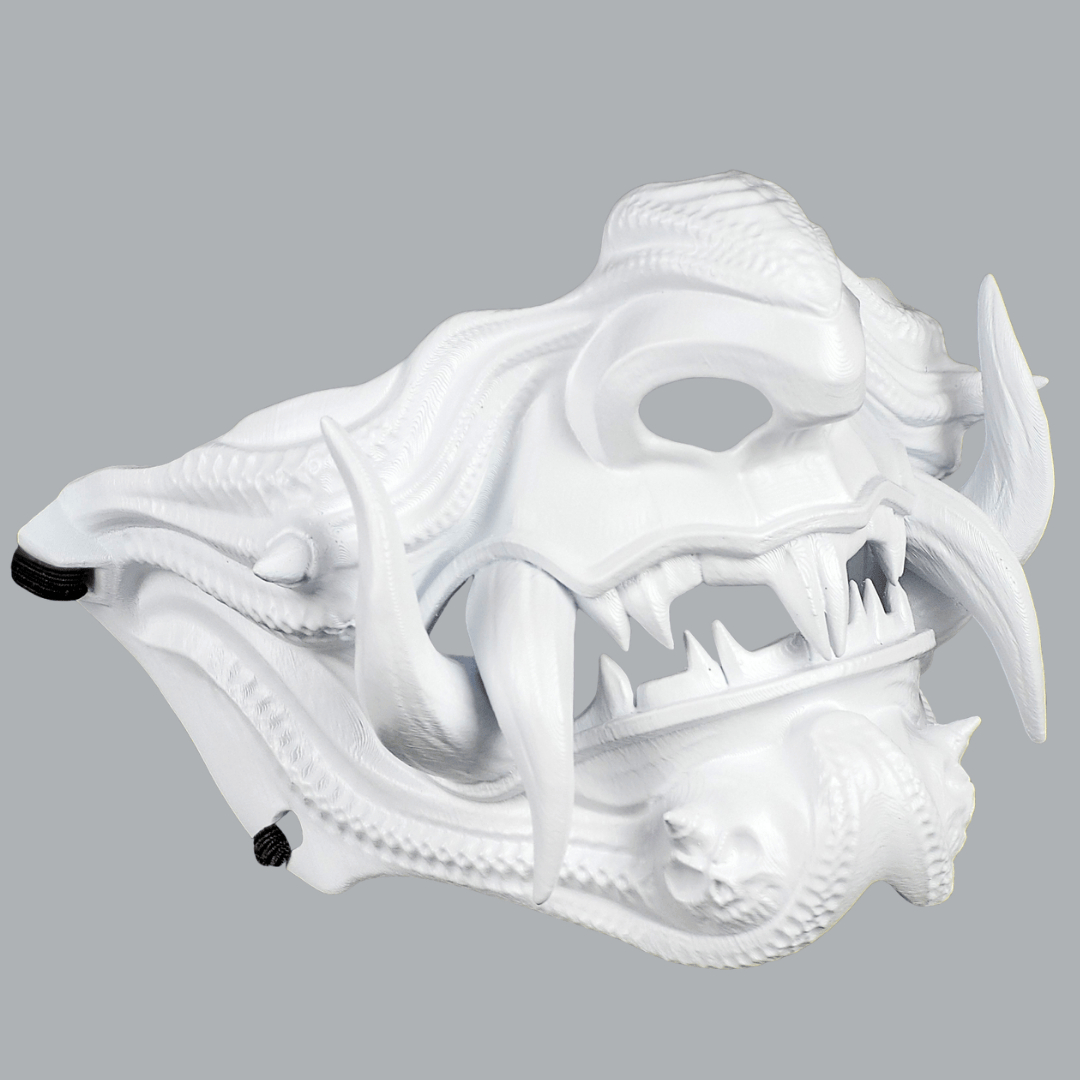 Space Armory Samurai Oni Mask - Full Matte White Masks