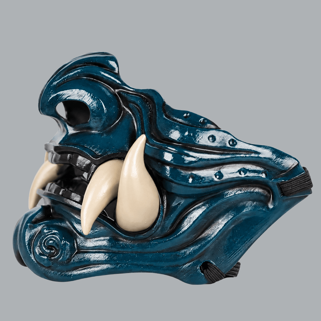 Space Armory Samurai Oni Mask - Petrol / Bone Masks