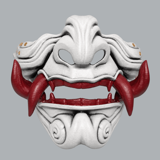 Space Armory Samurai Oni Mask - White / Royal Red Masks