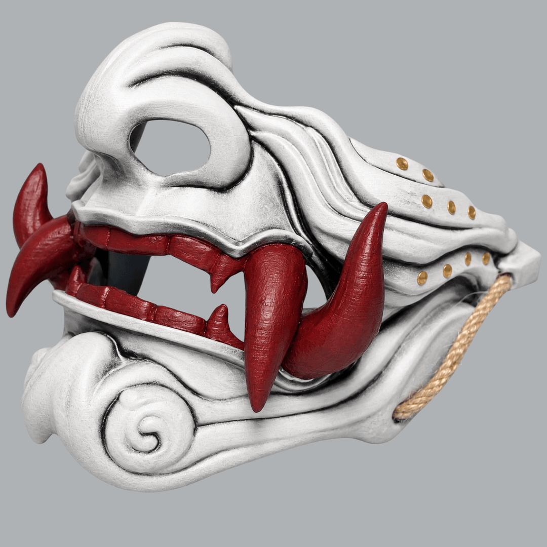 Space Armory Samurai Oni Mask - White / Royal Red Masks