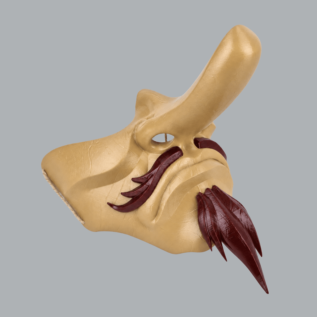 Space Armory Tengu Japanese Half Face Mask — Beige & Maroon Masks