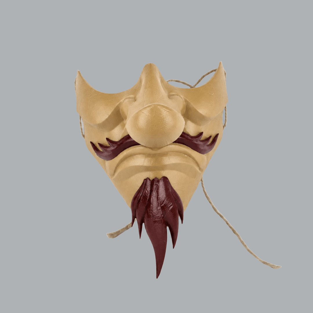 Space Armory Tengu Japanese Half Face Mask — Beige & Maroon Masks