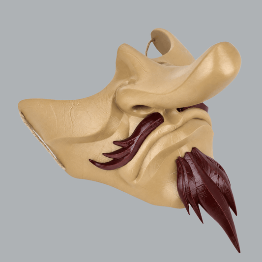 Space Armory Tengu Japanese Half Face Mask — Beige & Maroon Masks