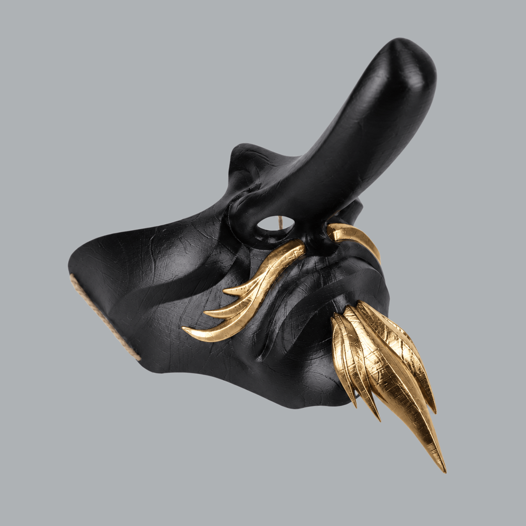 Space Armory Tengu Japanese Half Face Mask - Black/Gold Masks