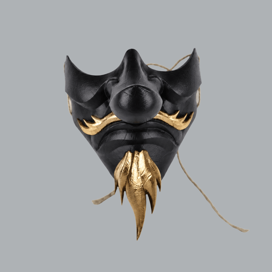 Space Armory Tengu Japanese Half Face Mask - Black/Gold Masks