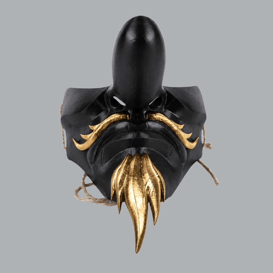 Space Armory Tengu Japanese Half Face Mask - Black/Gold Masks