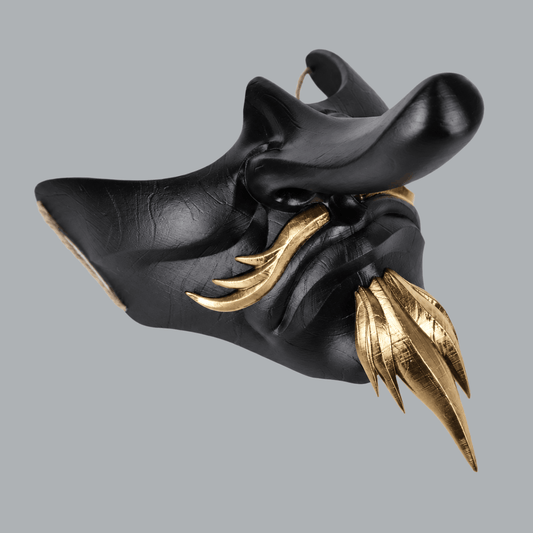 Space Armory Tengu Japanese Half Face Mask - Black/Gold Masks