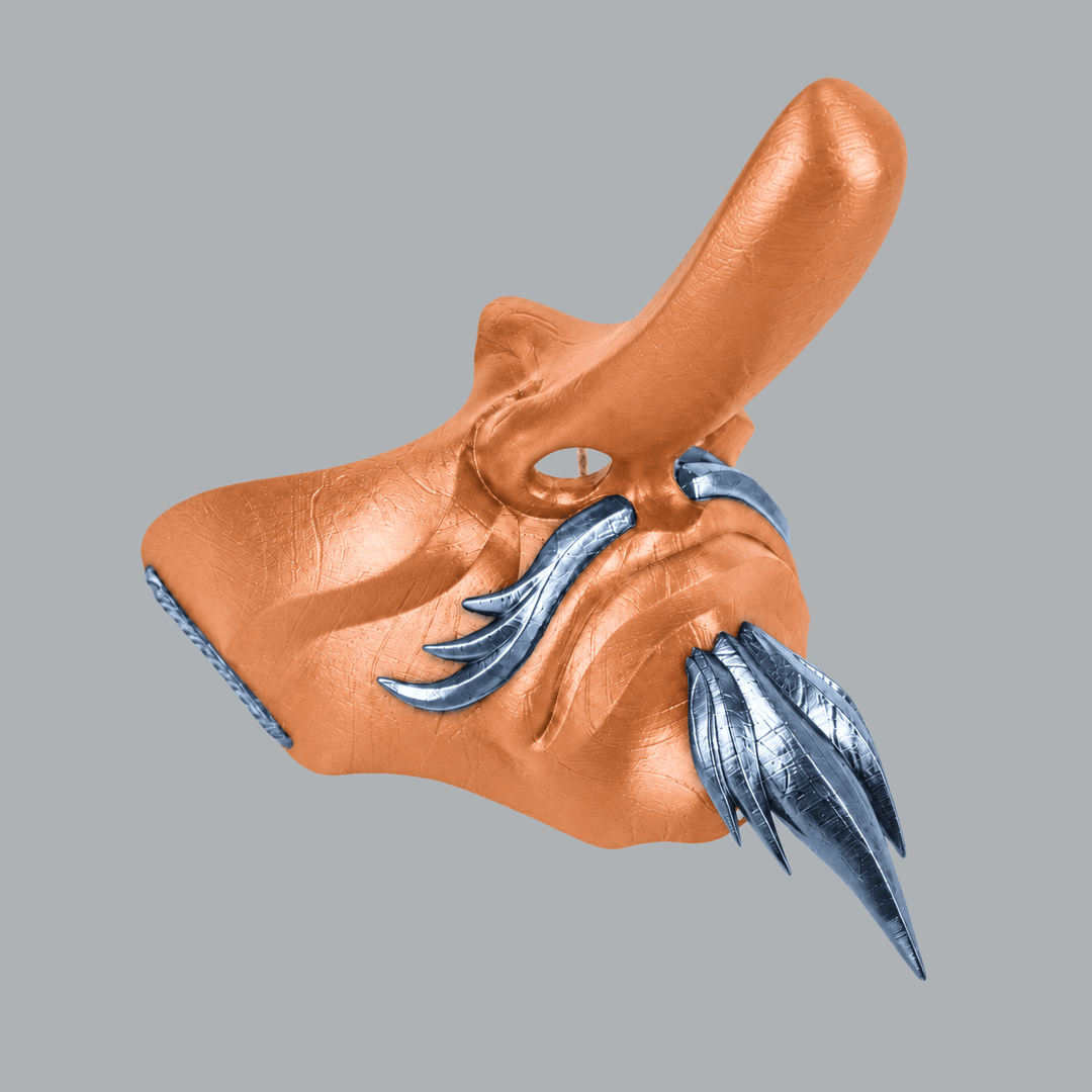 Space Armory Tengu Japanese Half Face Mask - Orange Ice / Ice Blue Masks