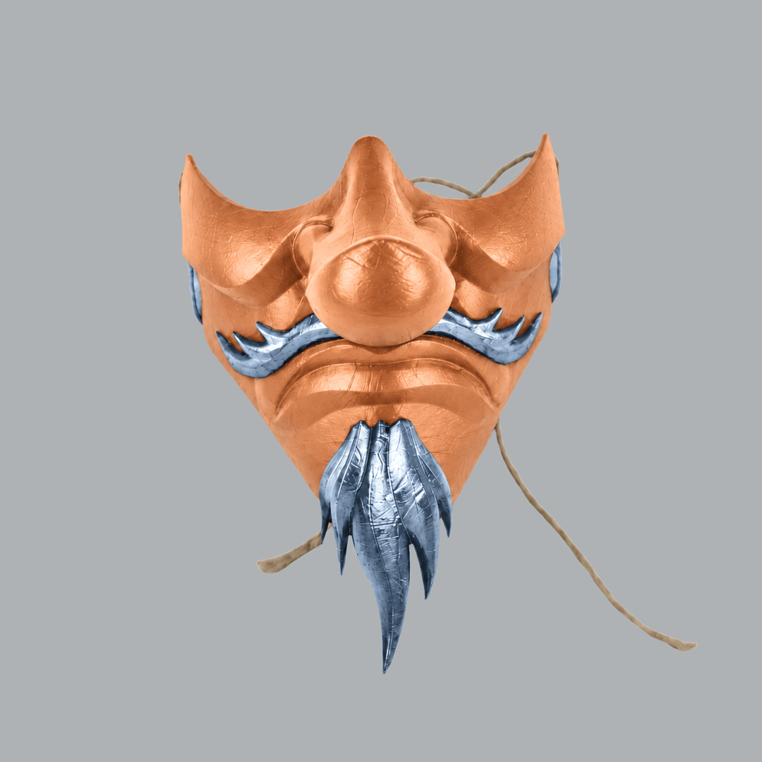 Space Armory Tengu Japanese Half Face Mask - Orange Ice / Ice Blue Masks