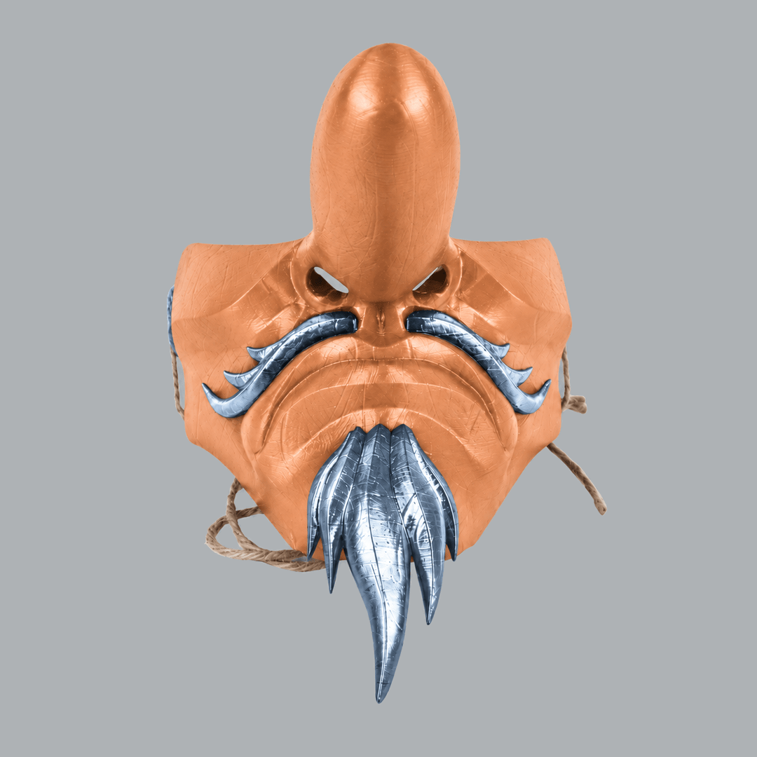 Space Armory Tengu Japanese Half Face Mask - Orange Ice / Ice Blue Masks