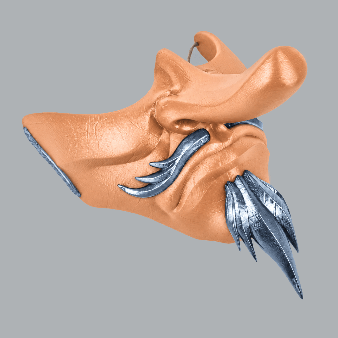 Space Armory Tengu Japanese Half Face Mask - Orange Ice / Ice Blue Masks