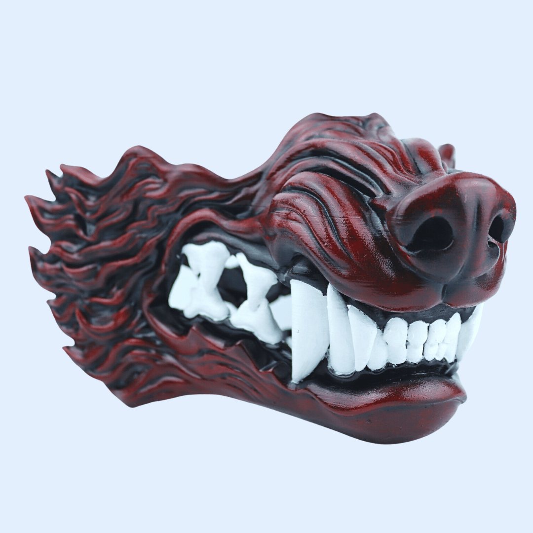 Space Armory Wolf Snarling Animal Face Mask Black/Red