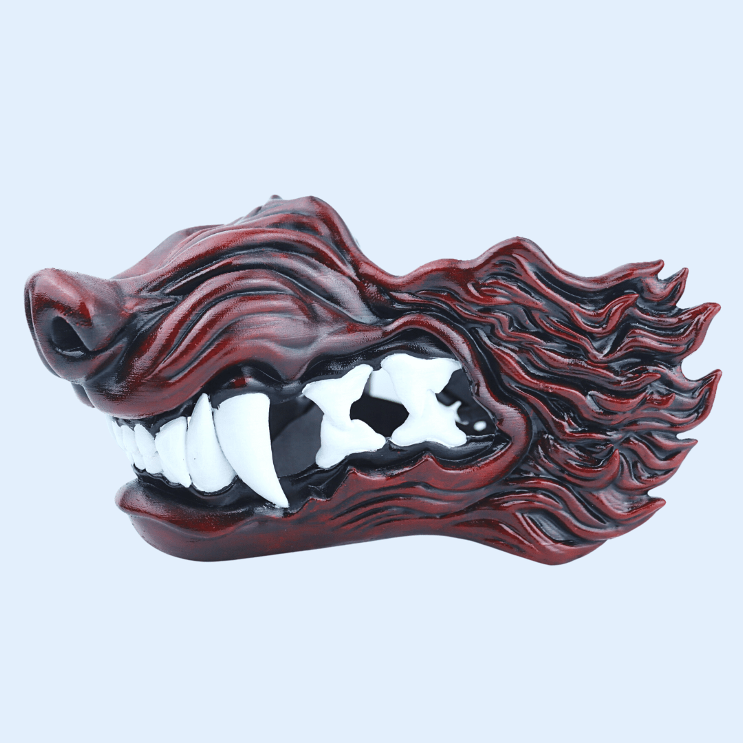 Space Armory Wolf Snarling Animal Face Mask Black/Red