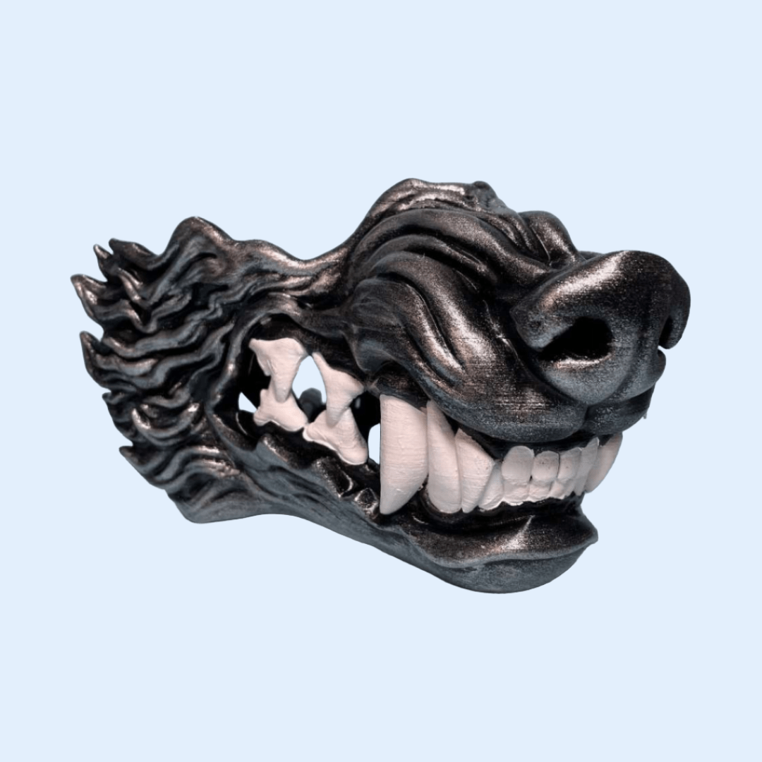Space Armory Wolf Snarling Animal Face Mask Black/Silver