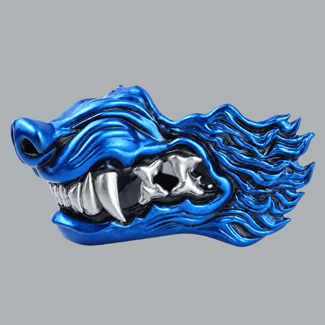 Space Armory Wolf Snarling Animal Face Mask - Metallic Blue/Silver Masks