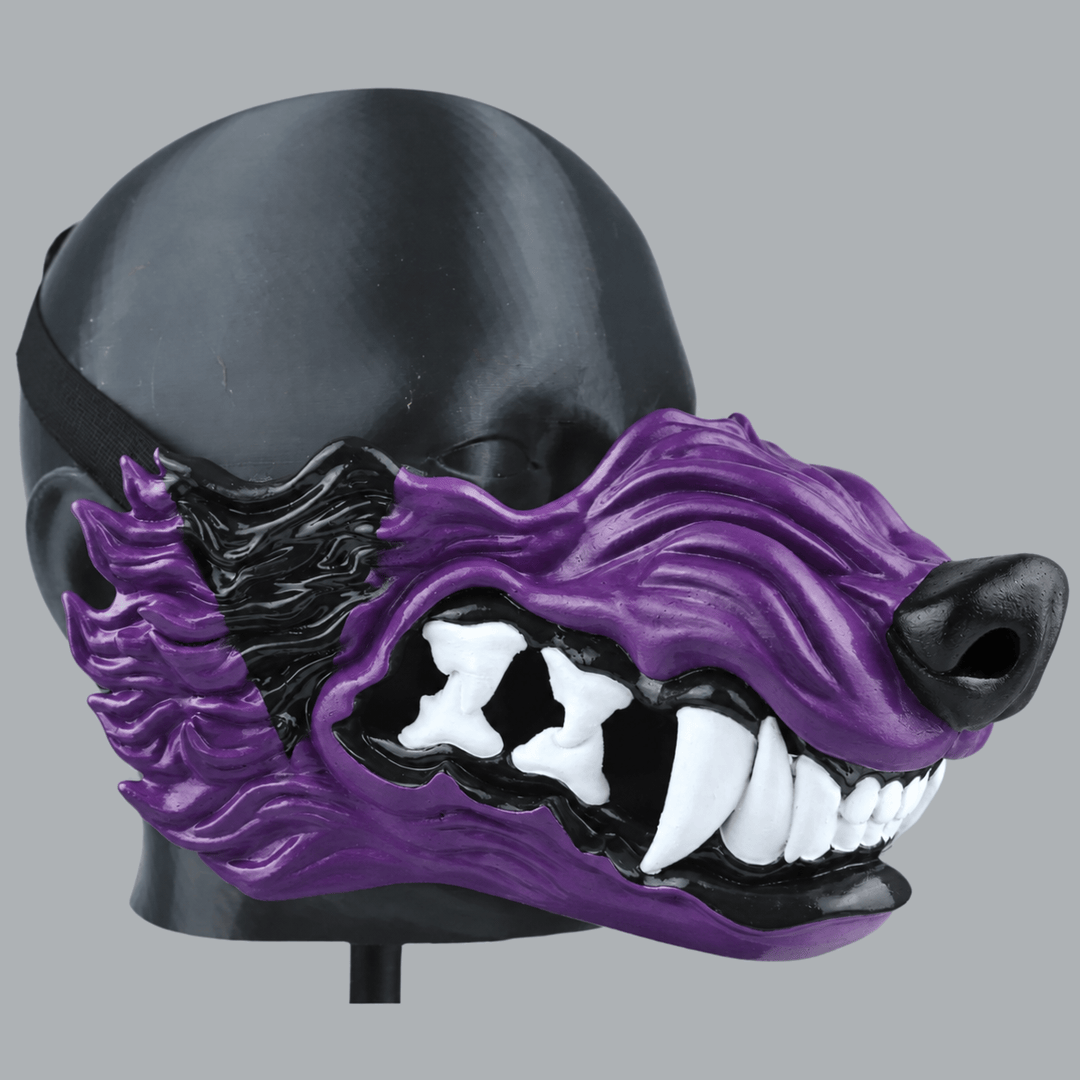 Space Armory Wolf Snarling Animal Face Mask - Purple/Black Masks