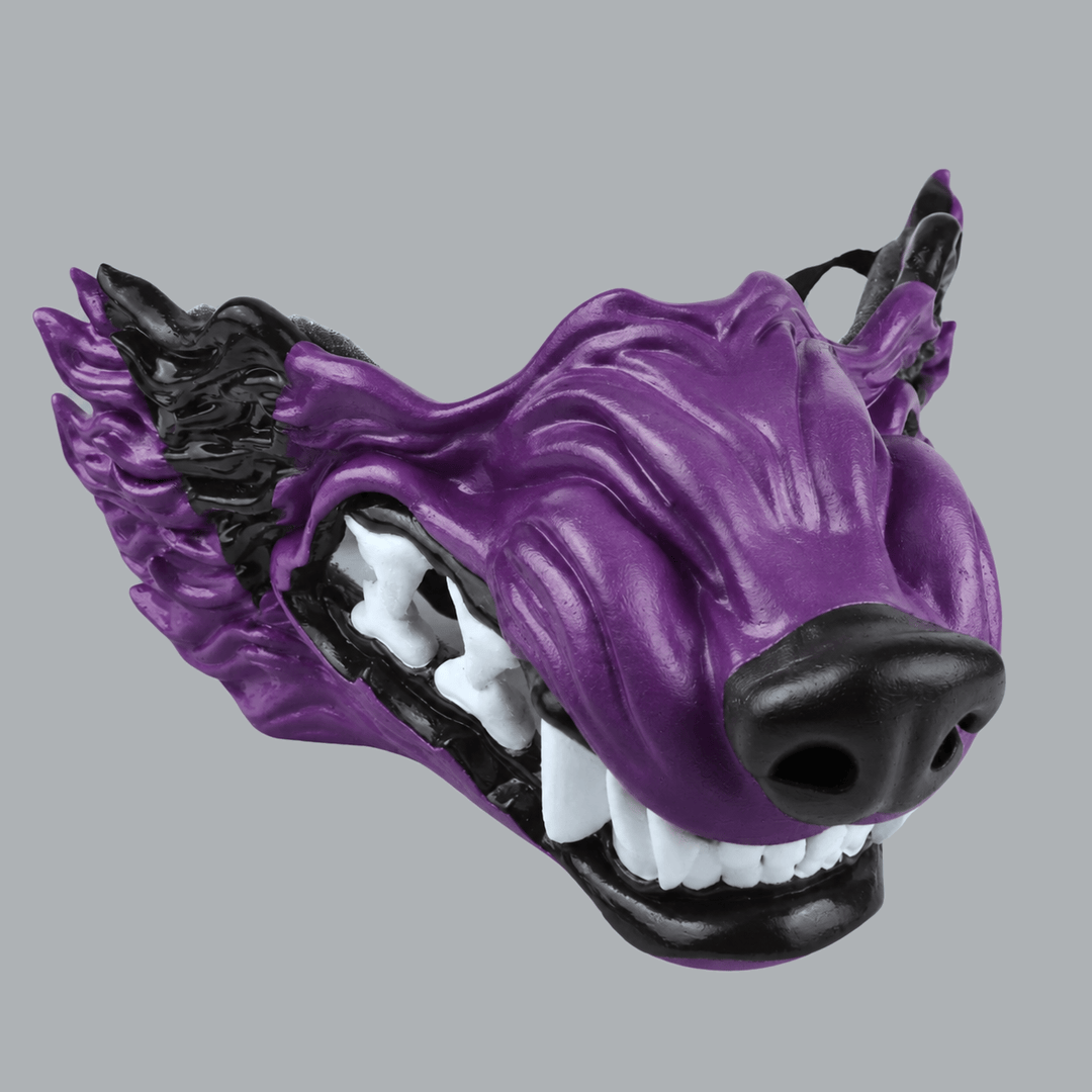 Space Armory Wolf Snarling Animal Face Mask - Purple/Black Masks