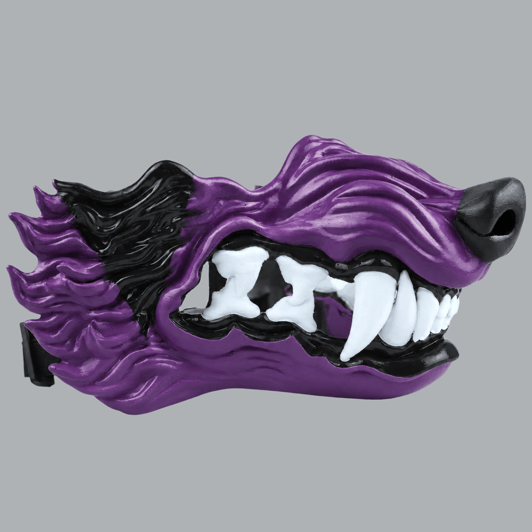 Space Armory Wolf Snarling Animal Face Mask - Purple/Black Masks