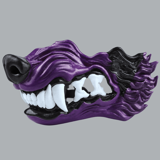 Space Armory Wolf Snarling Animal Face Mask - Purple/Black Masks