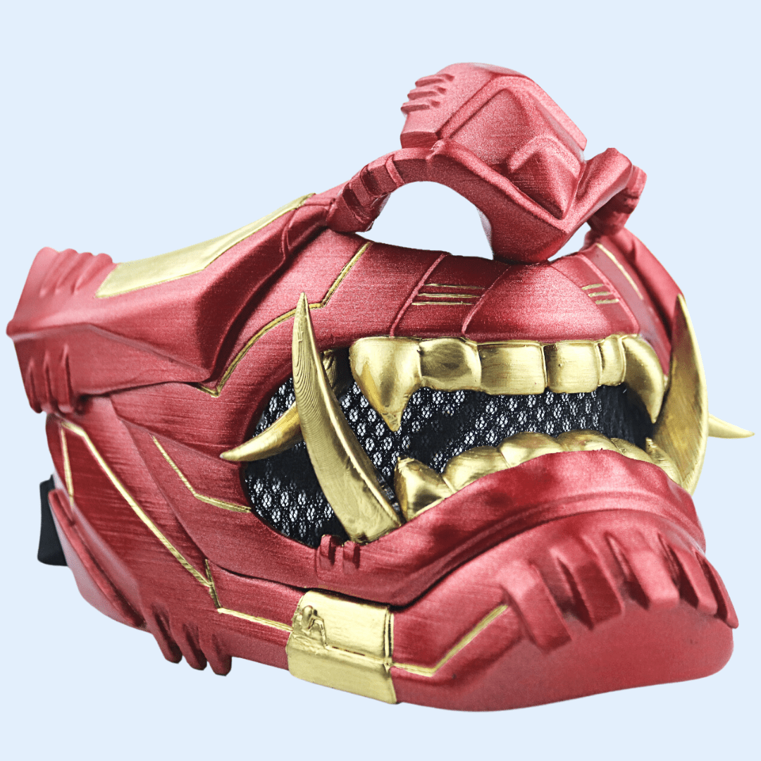 SpaceArmory Cyber Oni Mask Metallic Red Gold / S / Yes