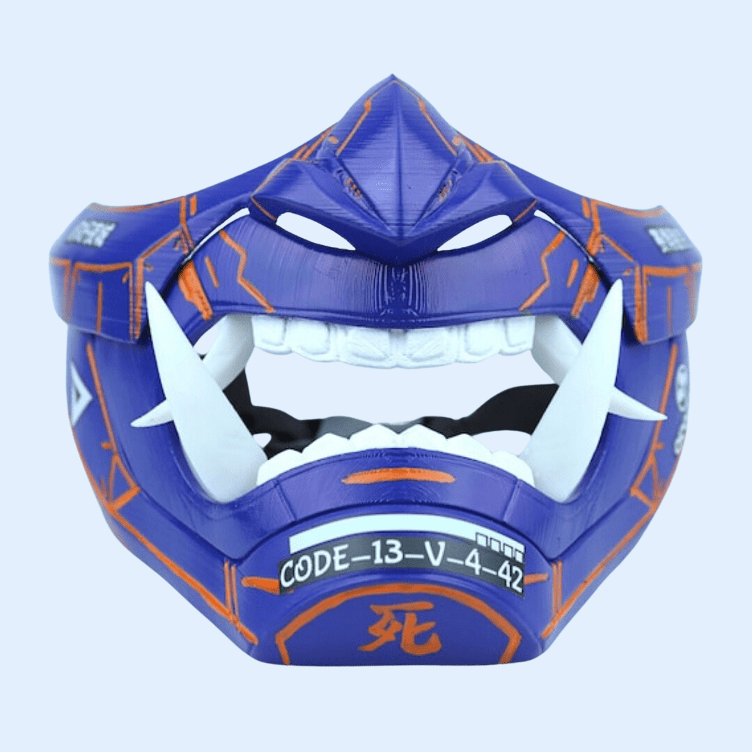SpaceArmory Cyberpunk Oni Mask Blue/Orange