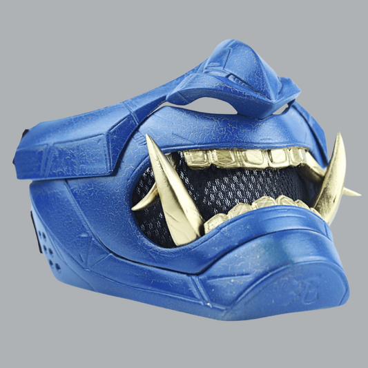 SpaceArmory Cyberpunk Oni Mask Cracked Gold/Blue