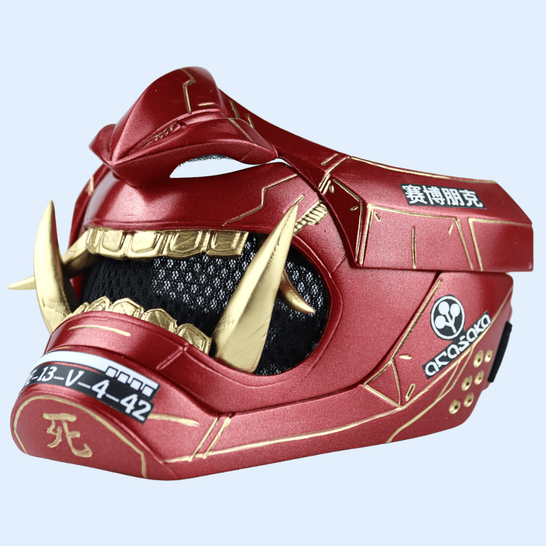 SpaceArmory Cyberpunk Oni Mask Metallic Red