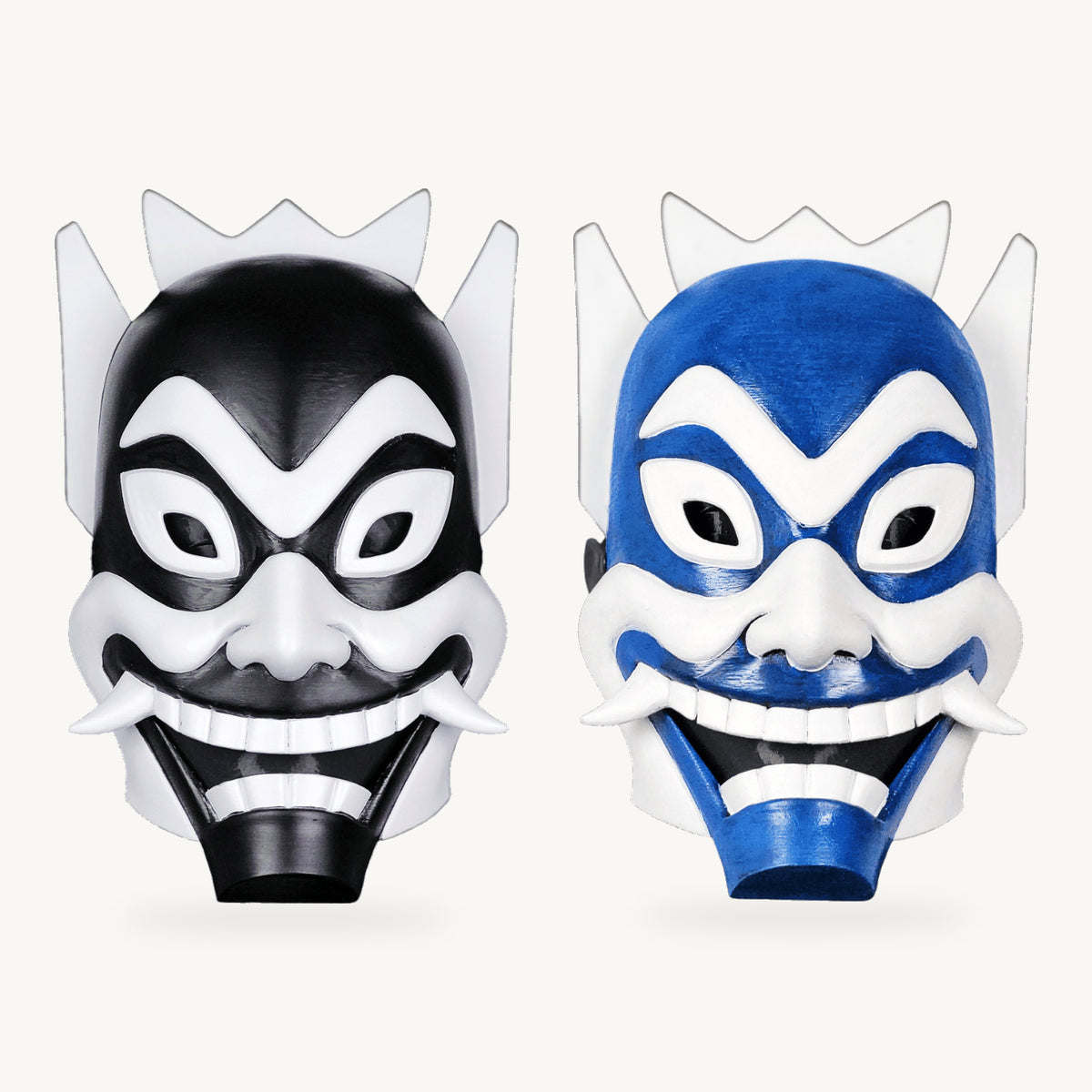 Spirit Oni Duo — Black Spirit Oni Mask and Blue Spirit Oni Mask