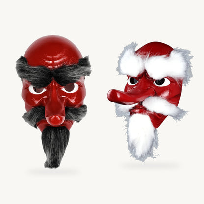 Tengu Twins — Tengu Japanese Mask With Black Hair and Tengu Japanese Mask With White Hair